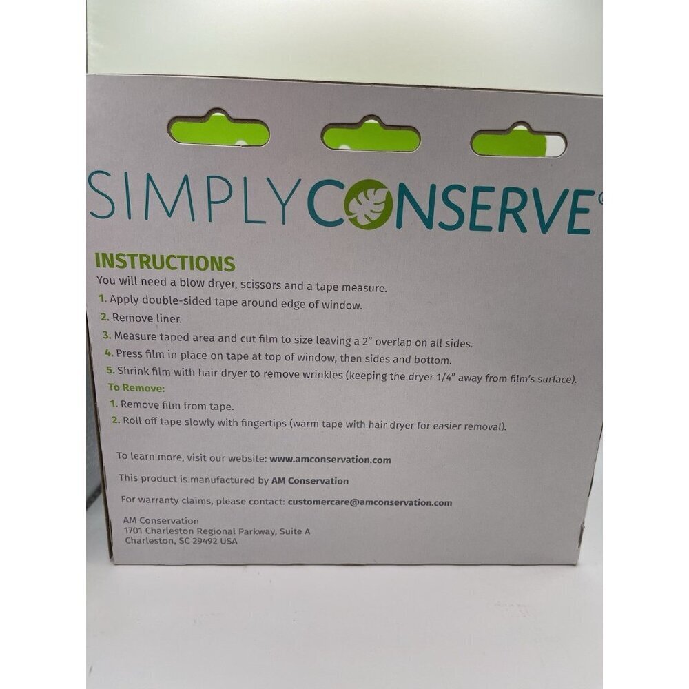 2 Simply Conserve Window Insulating Kit Indoor Film 5-Pack 36"x60" 2 Foam Tape - Picture 4 of 7